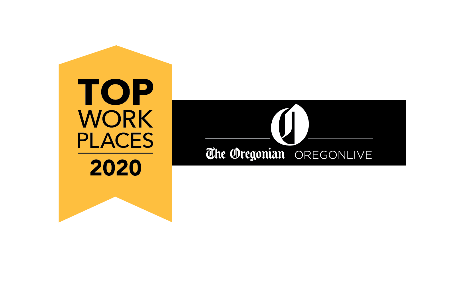 Huy hiệu ghi chữ Top work places 2020, do The Oregonian và Oregonlive trao tặng